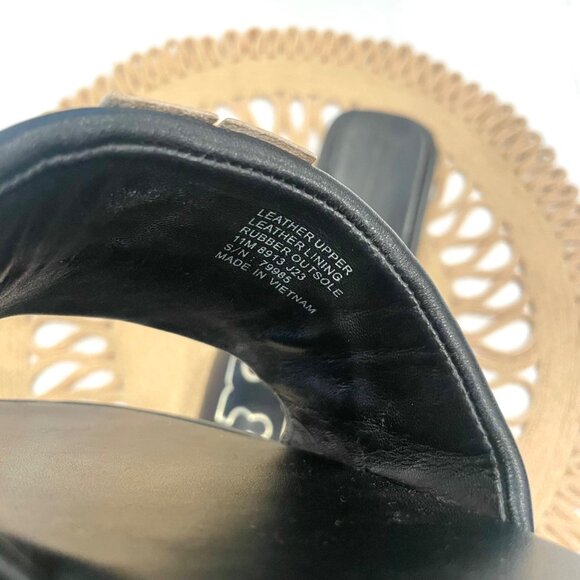 Tory Burch Double T Sport Slide Perfect Black Gold Leather Size 11 - Picture 12 of 12